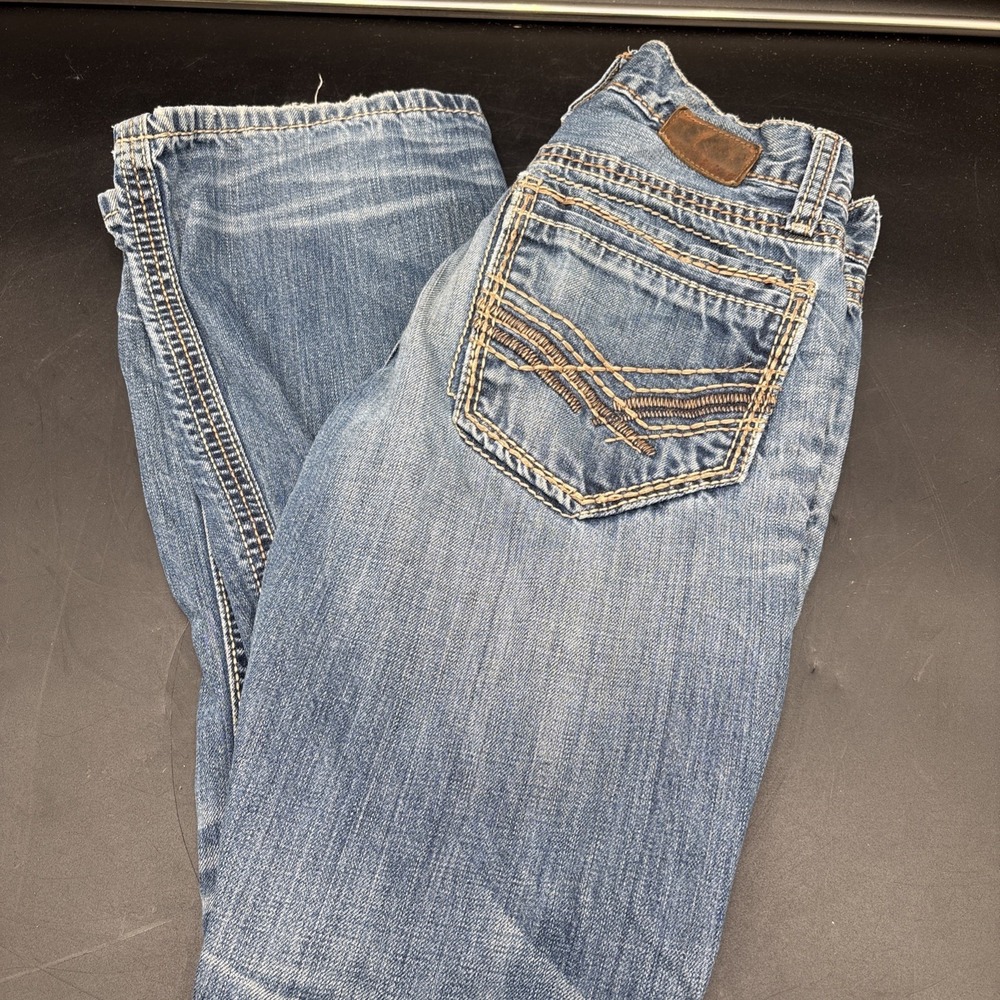 BKE Fulton Distressed Boot Cut Thick Stitch Jeans 29x28 Y2K Low-Rise Embroidered